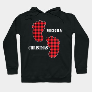 Merry Christmas Baby Feet Red Plaid Buffalo Hoodie